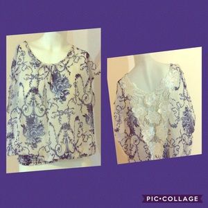 Blue and white blouse